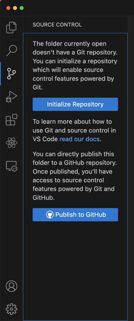 Develop Roblox Games in Visual Studio Code. Select "Initialize Repository" on VS Code