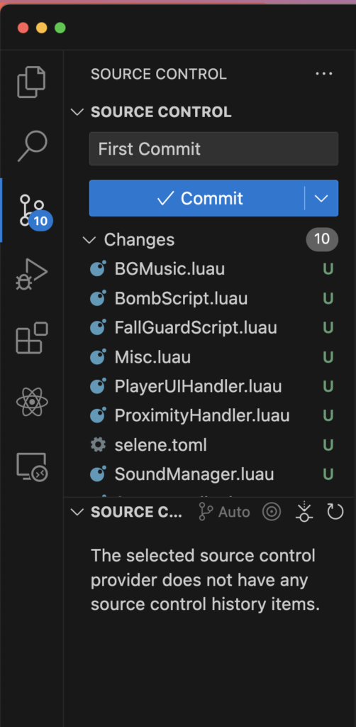 Develop Roblox Games in Visual Studio Code. Make your first Commit